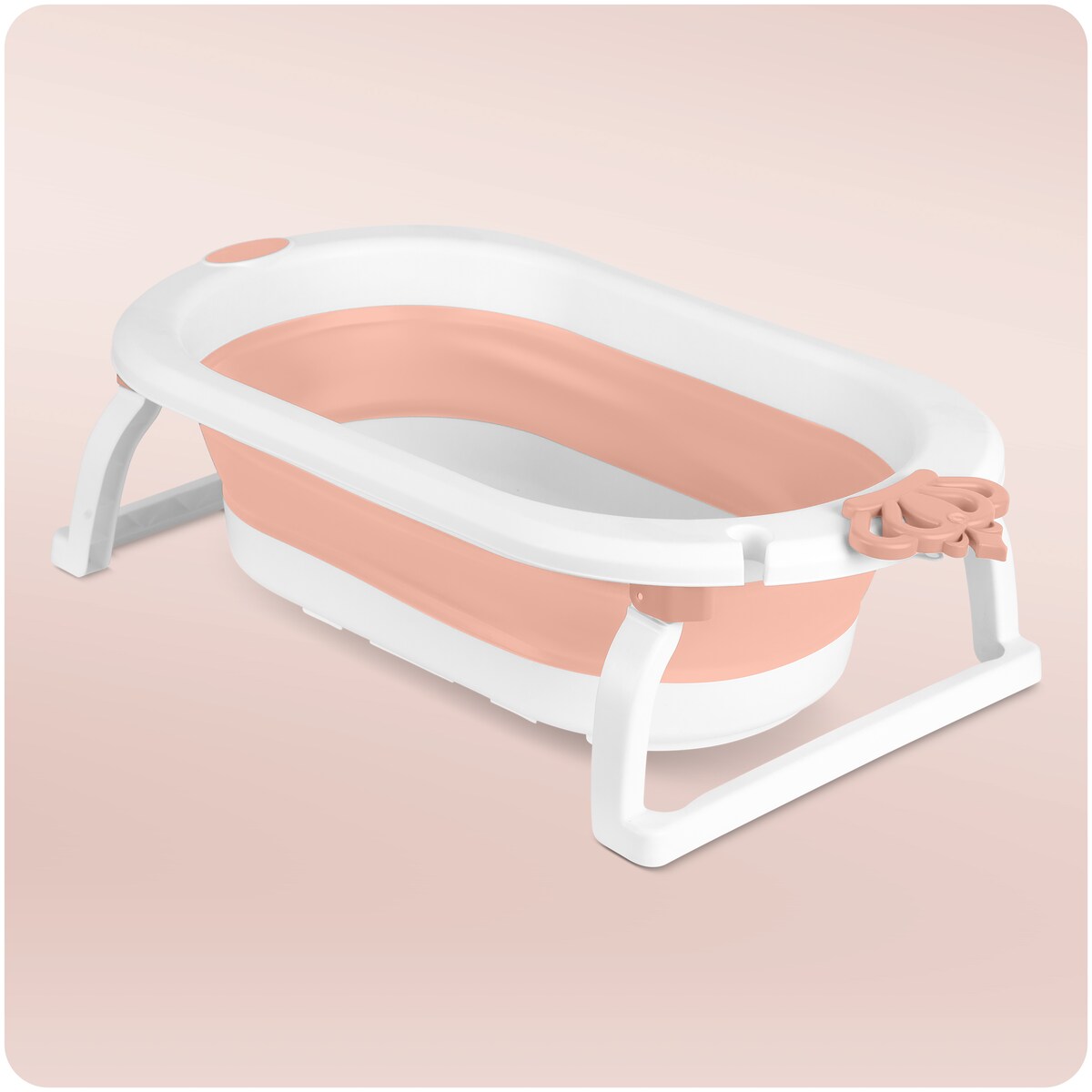 Wanienka składana dla dziecka niemowląt silikonowa z poduszką Ricokids biało-różowa