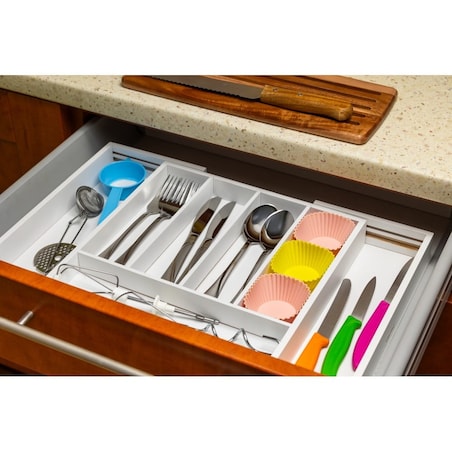 Wkład organizer do szuflady na sztućce rozsuwany 52/31x31cm biały KINGHOFF