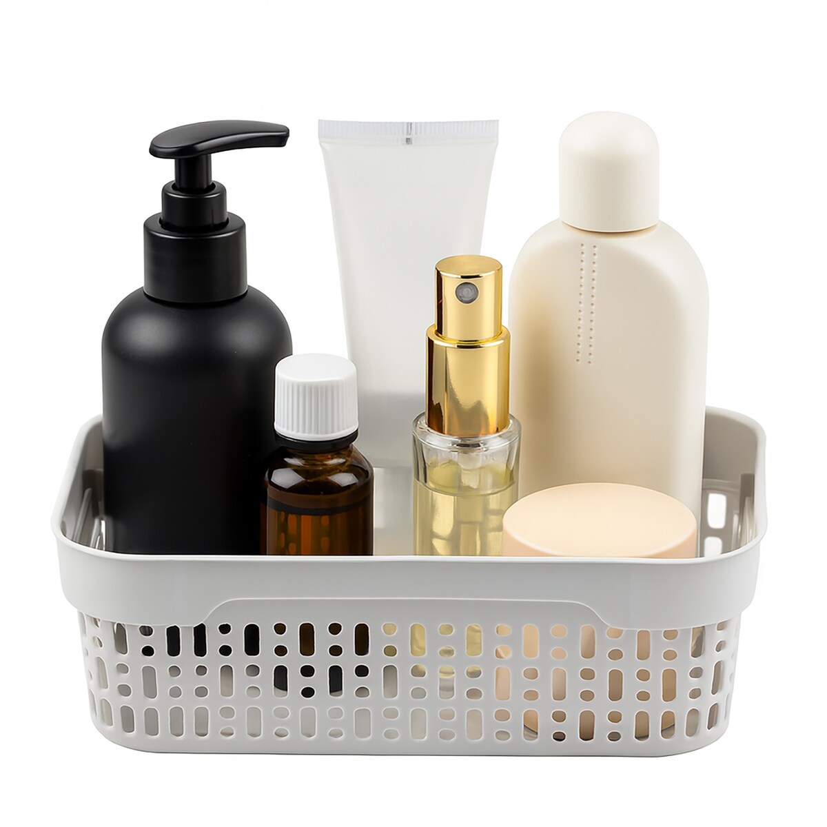 Koszyk Ażurowy Koszyczek XS Plastikowy Na Kosmetyki Do Łazienki Pudełko Pojemnik Do Szuflady Jasnoszary