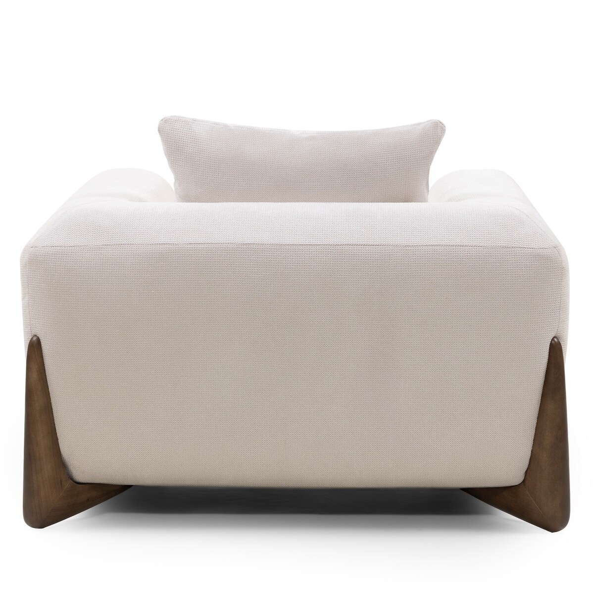 Fotel wypoczynkowy, jasnobeżowy, drewno kauczukowe, orzech