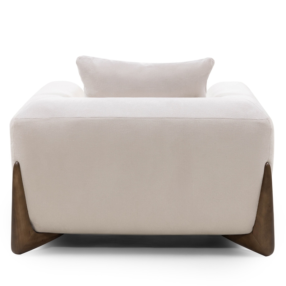 Fotel wypoczynkowy, jasnobeżowy, drewno kauczukowe, orzech