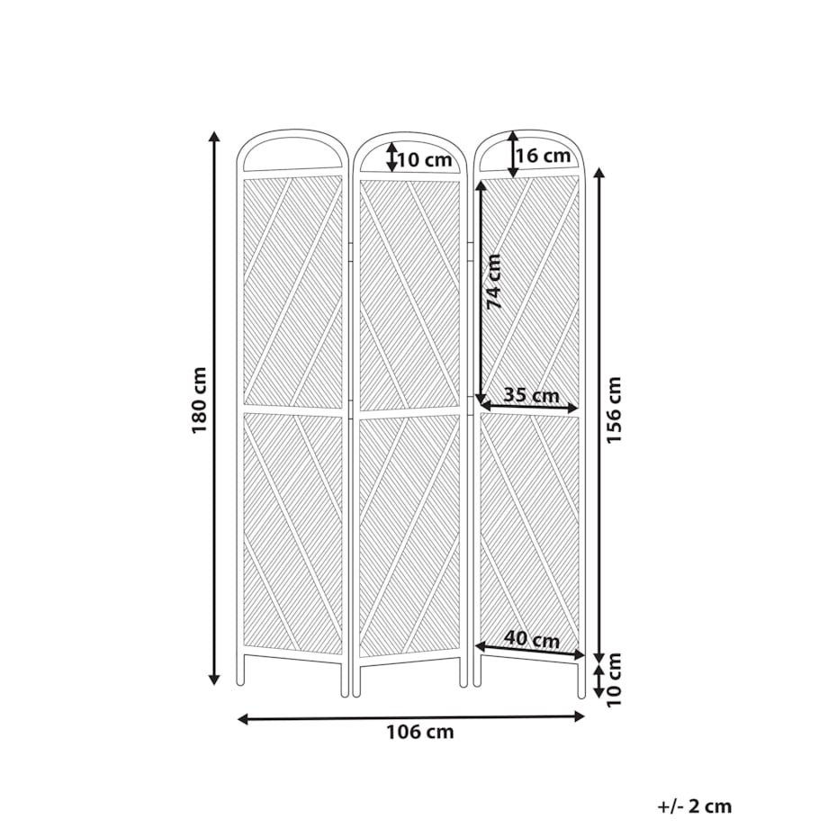 3-panelowy składany parawan pokojowy rattanowy 106 x 180 cm naturalny COSENZA