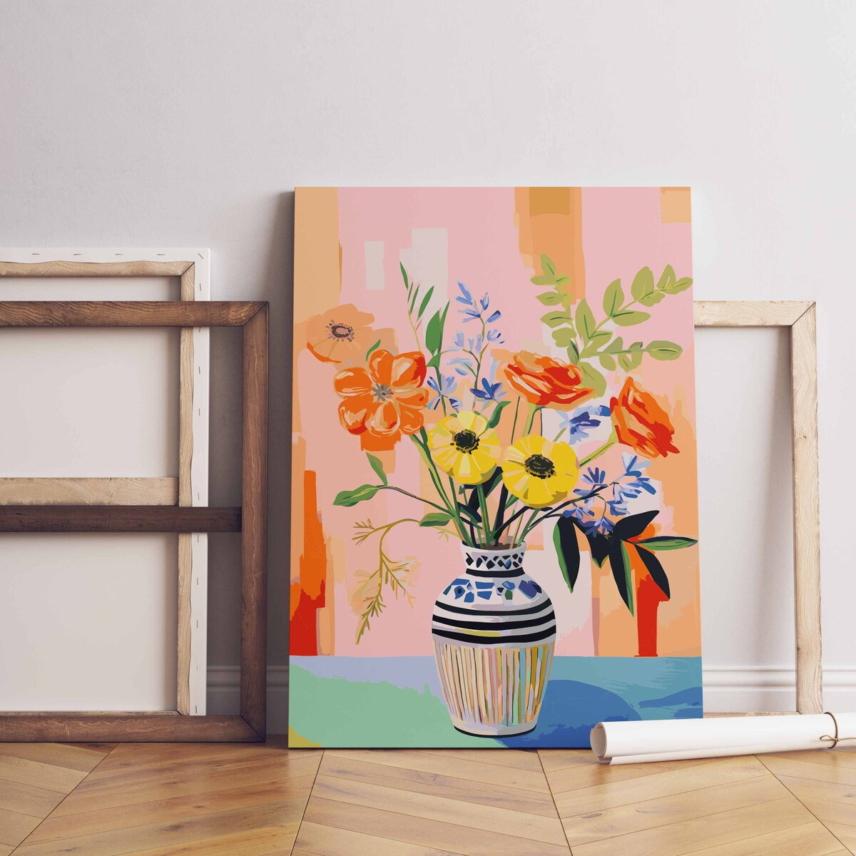 Malowanie po numerach, zestaw DIY – KWIATY W WAZONIE 50x70 cm- Produkt PL