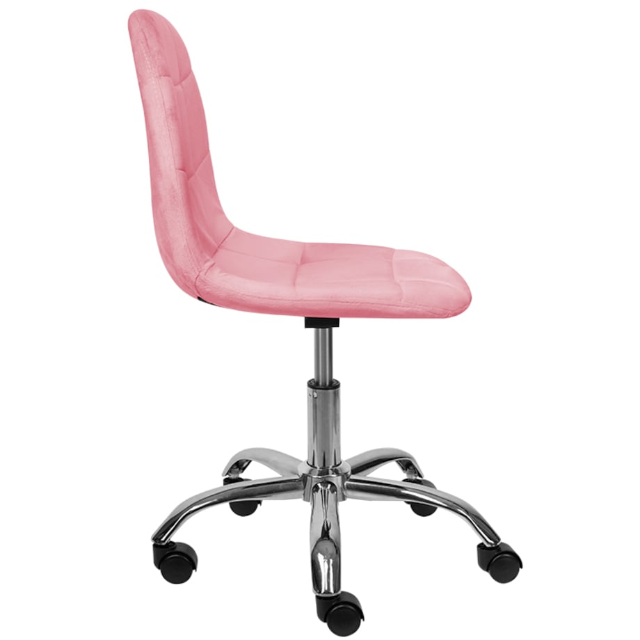 KRZESŁO BIUROWE FOTEL OBROTOWY REGULOWANY WELUROWY PIKOWANY DO BIURKA RÓŻOWE