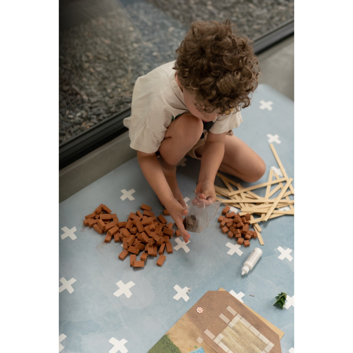 Mata Ochronna OLYA KIDS wzór CROSS AZURE 95x125cm