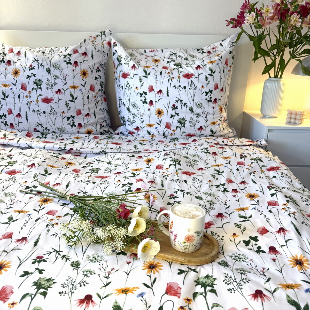 Pościel bawełniana Polska 160x200 cm Wiosenna Polana Łąka Kwiaty