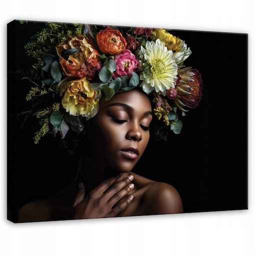 OBRAZ KOBIETA KWIATY ABSTRAKCJA DO SYPIALNI SALONU KUCHNI NA PŁÓTNIE 60x40