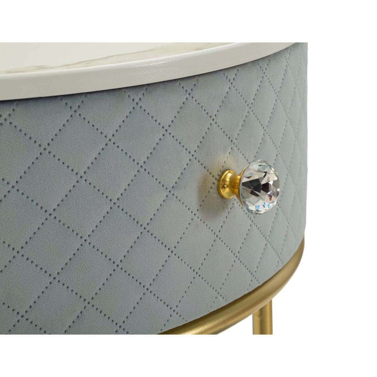 Toaletka z taboretem Nightstand Dressing Vellit, zestaw 2 szt., zestaw do makijażu, styl glamour, Mauro Ferretti