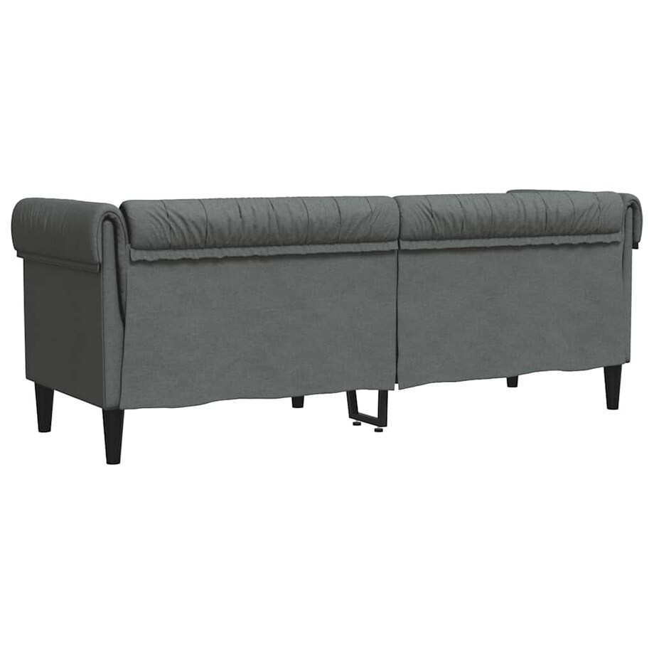 vidaXL Sofa Chesterfield, trzyosobowa, ciemnoszara, obita tkaniną