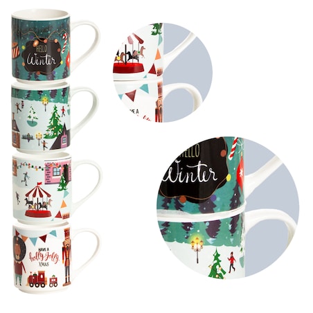 Zestaw Kubków Świątecznych 265 Ml Boże Narodzenie Stojący Święty Mikołaj