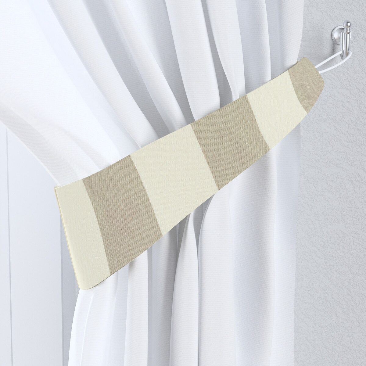 Podwiązka Victoria, beżowo-białe pionowe pasy (5,5cm), 12 x 70 cm, Quadro