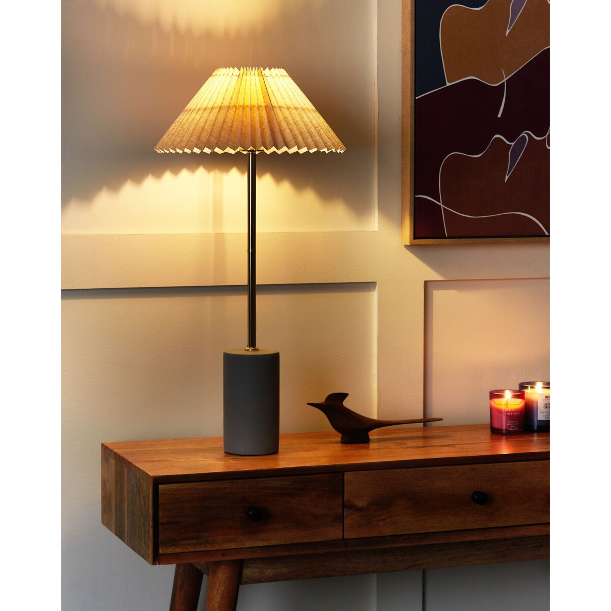 Lampa stołowa lniana beżowa BALUARTE