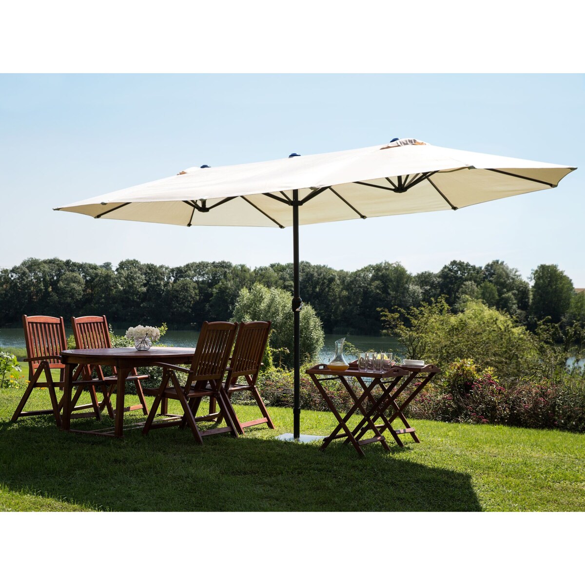 Parasol ogrodowy 270 x 460 cm beżowy SIBILLA