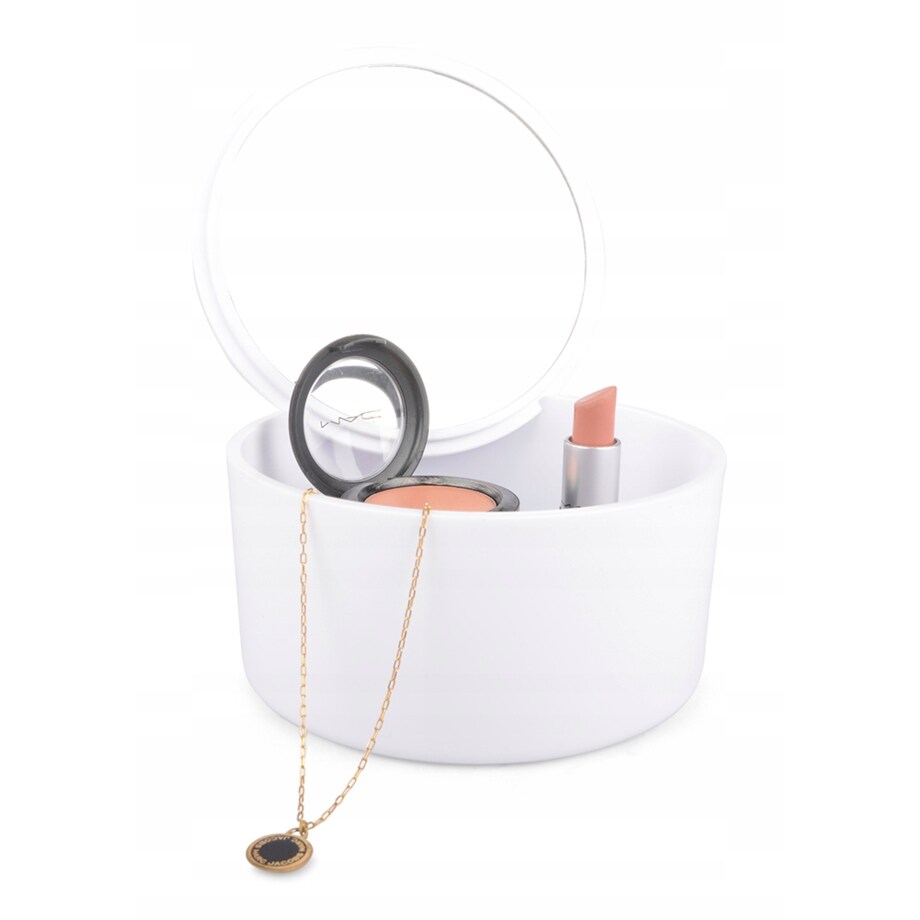 POJEMNIK KOSMETYCZNY pudełko k. biały śr. 14cm