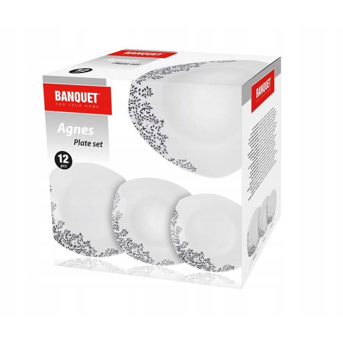 TALERZE OBIADOWE na 4 os KWADRATOWE na jedzenie obiad prezent wzorek 12 ele