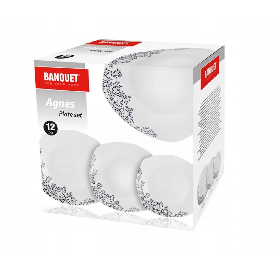 TALERZE OBIADOWE na 4 os KWADRATOWE na jedzenie obiad prezent wzorek 12 ele