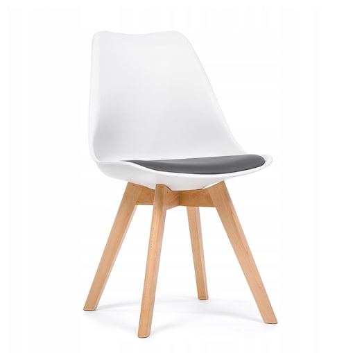 Krzesło skandynawskie do salonu jadalni kuchni nowoczesne DUBLIN biało-szary