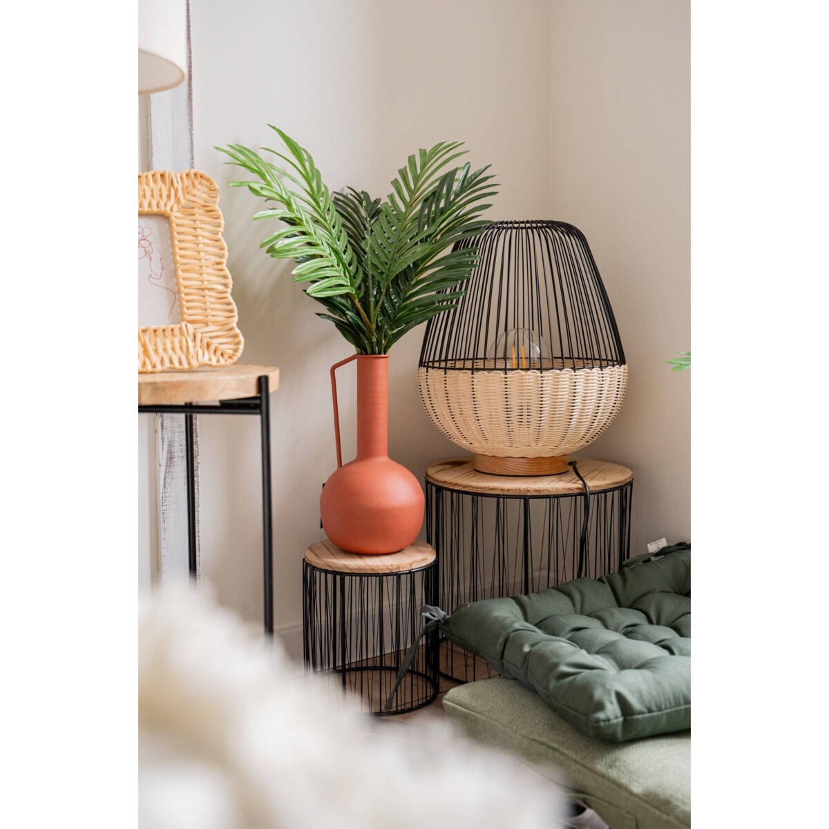 Stojaki na kwiaty doniczkowe i dekoracje - zestaw 3 sztuk, okrągłe, drewniany blat