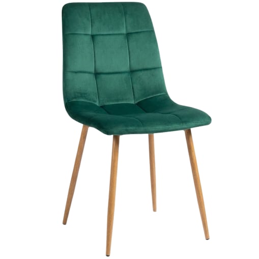 Krzesło tapicerowane welurowe zielone pikowane nowoczesne