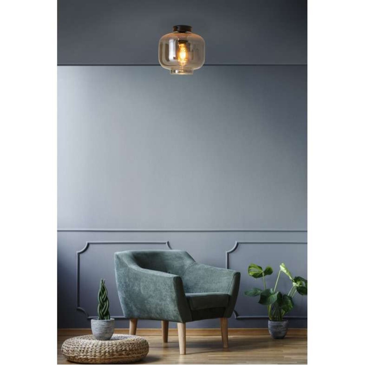 Skandynawska LAMPA sufitowa VASO 1356397 Nave szklana OPRAWA czarna przezroczysta