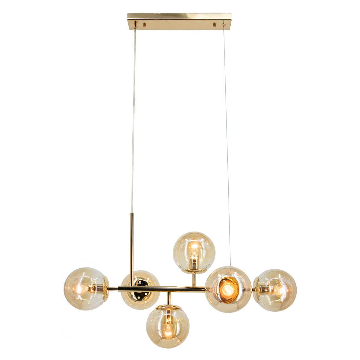 Wisząca lampa kulista Paco 3401/6 TR molekuły szklane złota