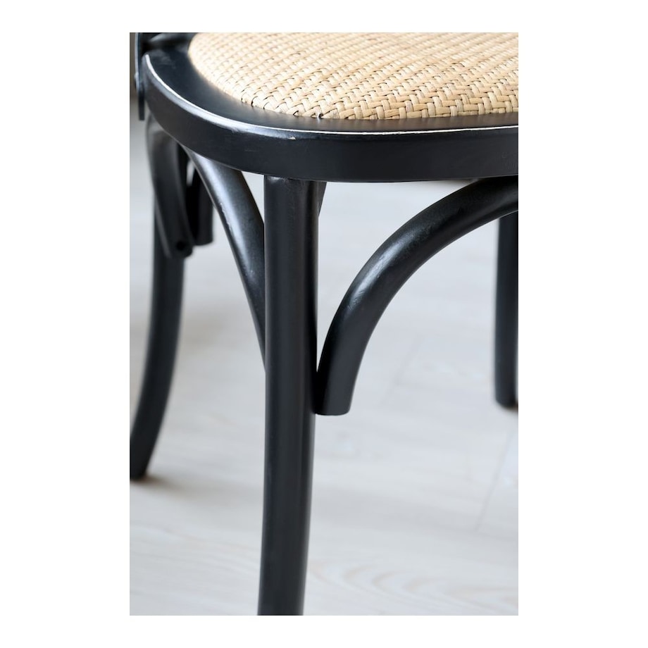 Krzesło drewno kauczukowe retro czarne Chic 2 szt.