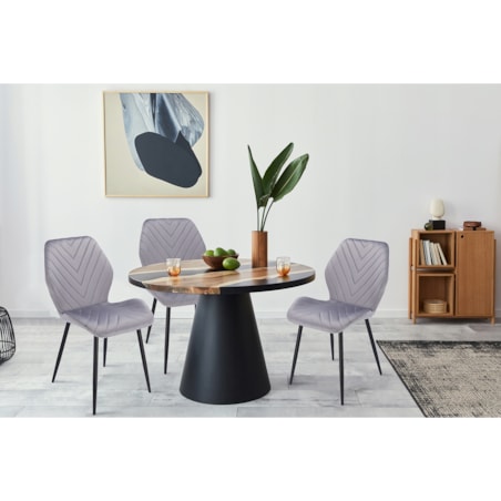 Krzesło tapicerowane welurowe MILARE szare