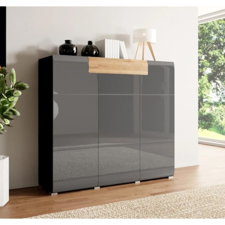 Komoda wysoka TOLEDO 3D1S antracyt połysk/dąb grandson