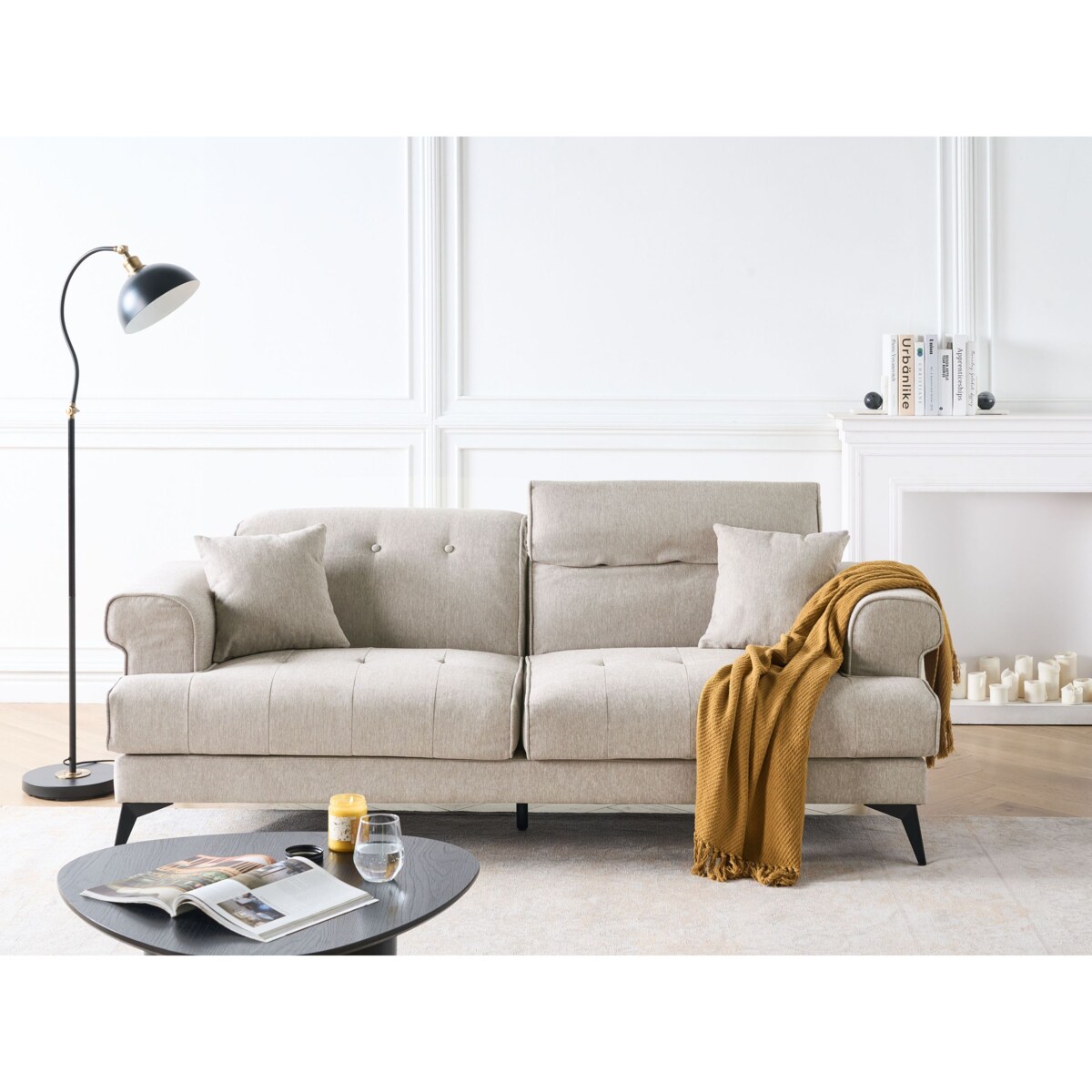 Komplet wypoczynkowy 5-osobowy beżowoszary SKIVE