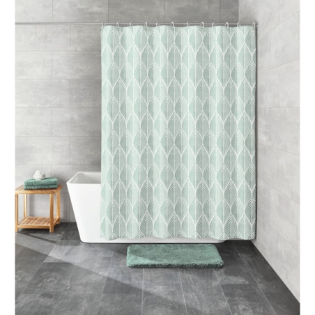 Kleine Wolke Leaf Tekstylna Zasłona prysznicowa zielona 180x200 cm