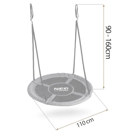 Huśtawka ogrodowa Neo-Sport Swingo bocianie gniazdo fotel wiszący 110 cm czarno-szara