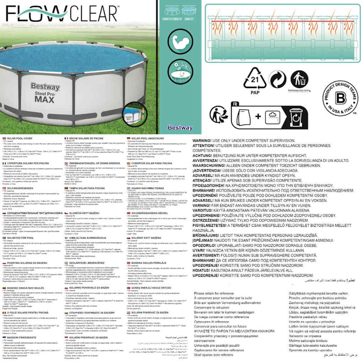 Pokrywa solarna do basenów 366 cm Bestway 58242