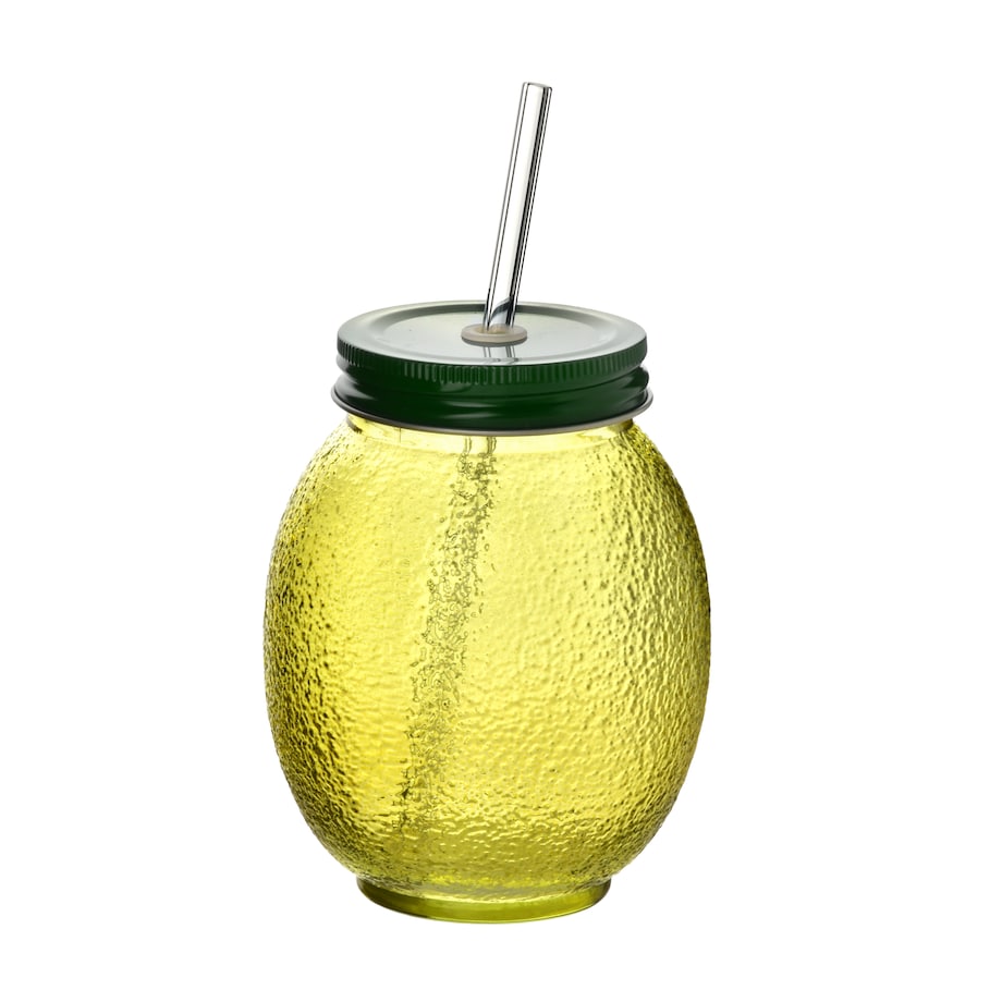 Szklany kubek ze słomką Modern Kitchen Cytryna