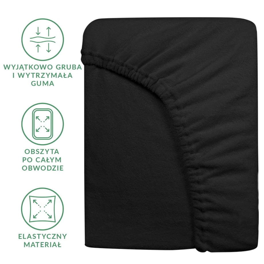 Prześcieradło frotte z gumką 120x200 kolor czarny