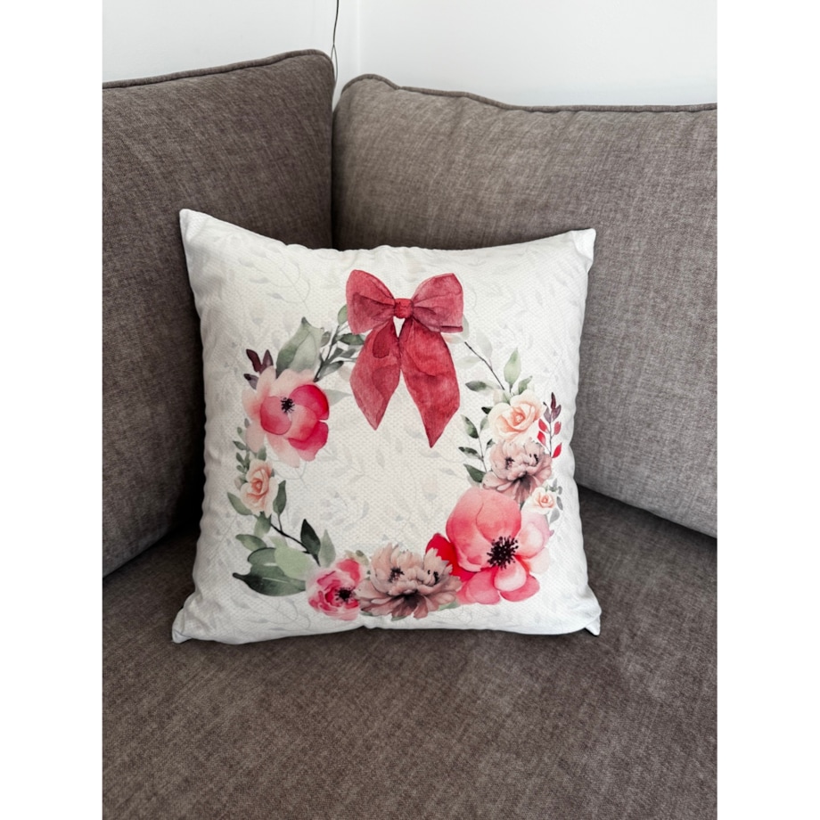 Welurowa poszewka na poduszkę z Wielkanocnym Wianuszkiem