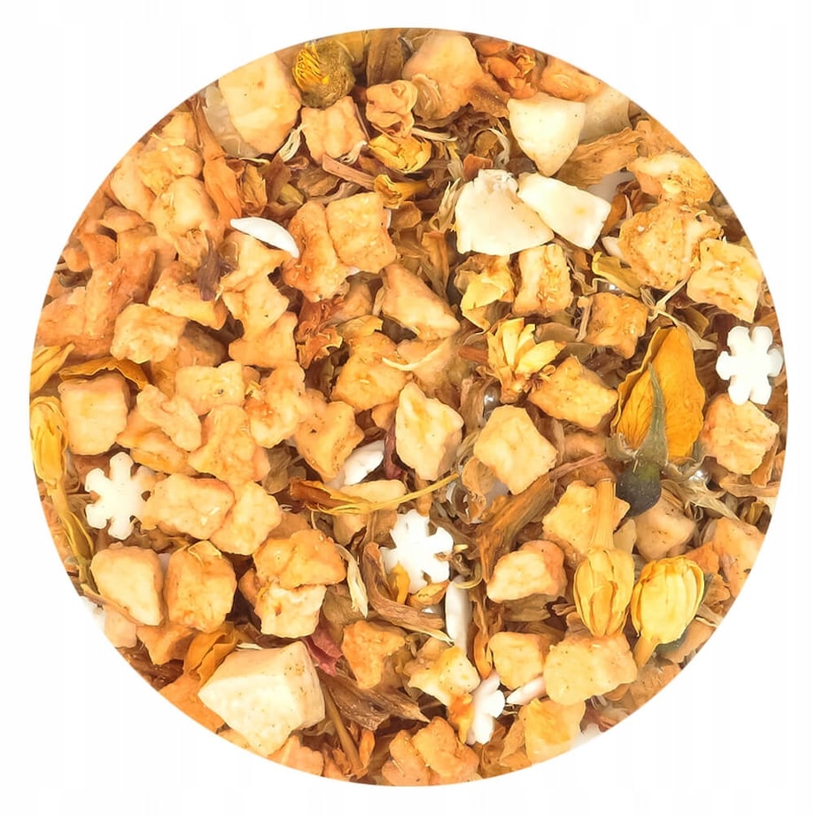 Herbata owocowa Biały Diament o smaku owoców z nutą kremowej brzoskwini - herbata liściasta sypana mieszanka napar susz - gotowa na prezent upominek