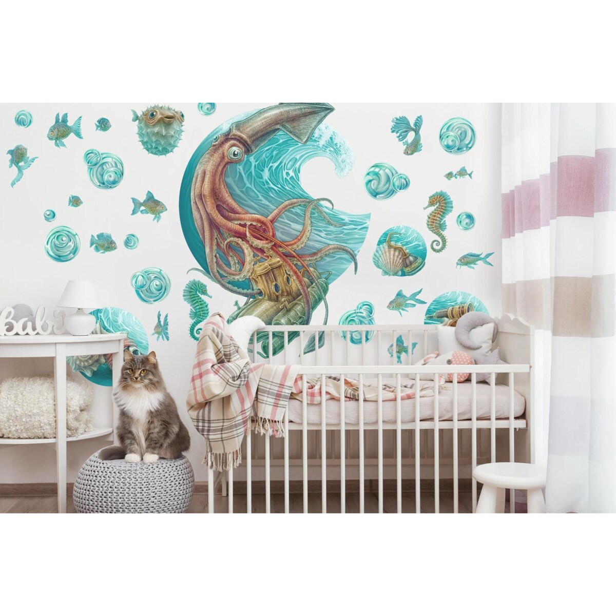 Zestaw naklejek na ścianę, Podmorski świat, 130cm