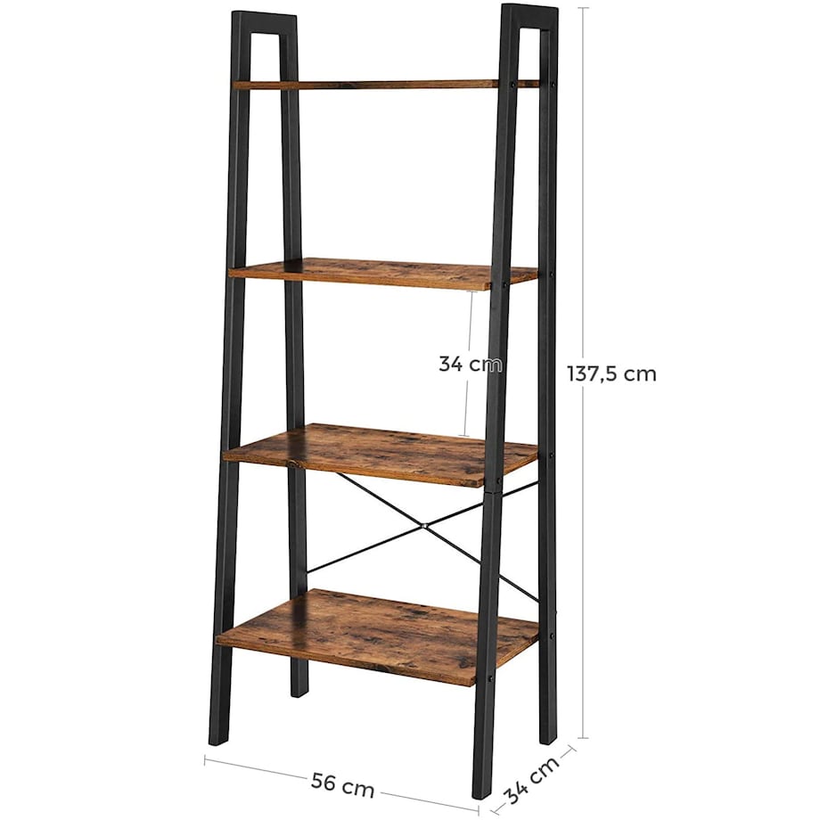 Regał Półka Na Książki 56X34X137,5 Cm Rustykalny Brąz, Czarny