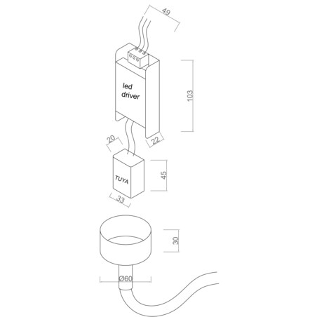 Regulowana lampa zwieszana Rope LP-642/2M Smart LED 25W 2700K-6500K lina do salonu złoty biały