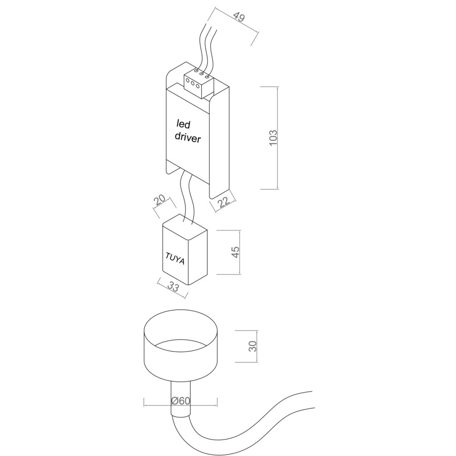 Regulowana lampa zwieszana Rope LP-642/2M Smart LED 25W 2700K-6500K lina do salonu złoty biały