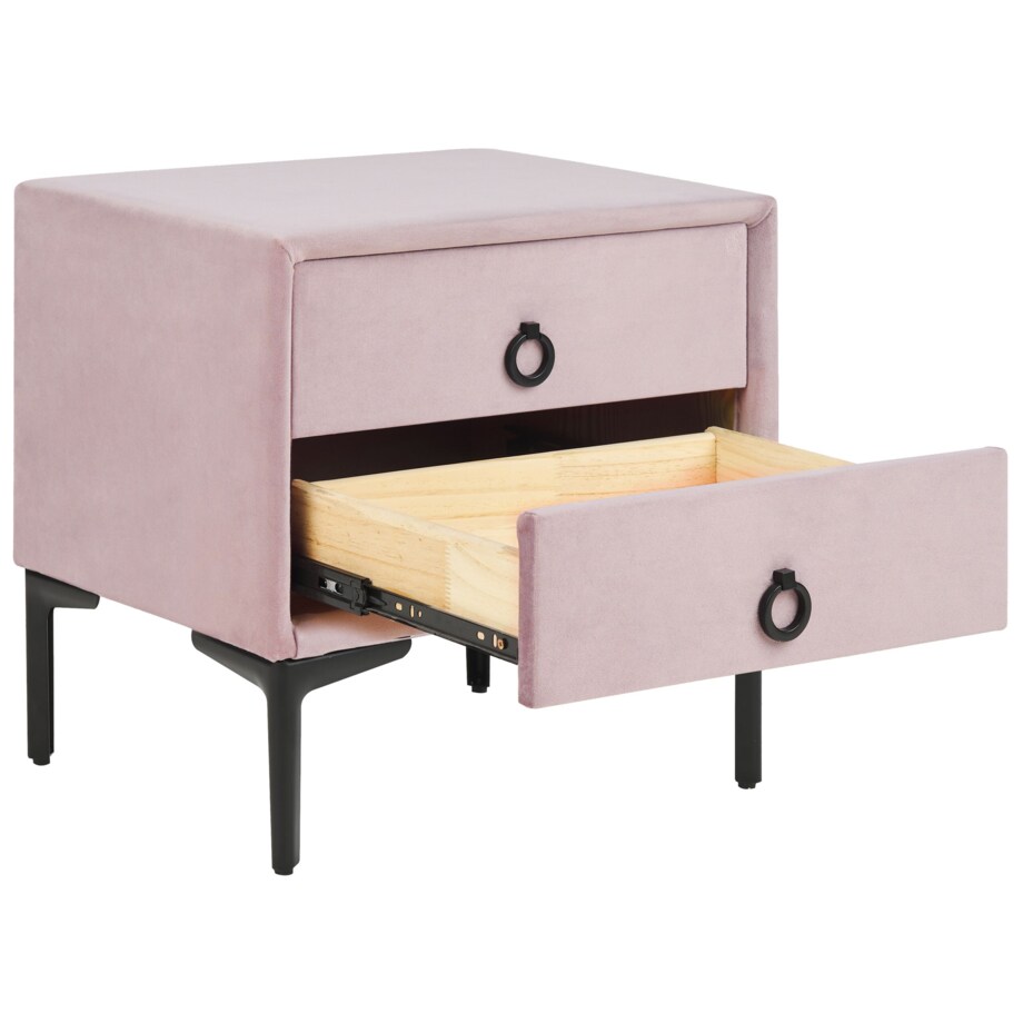 Szafka nocna welurowa różowa SEZANNE