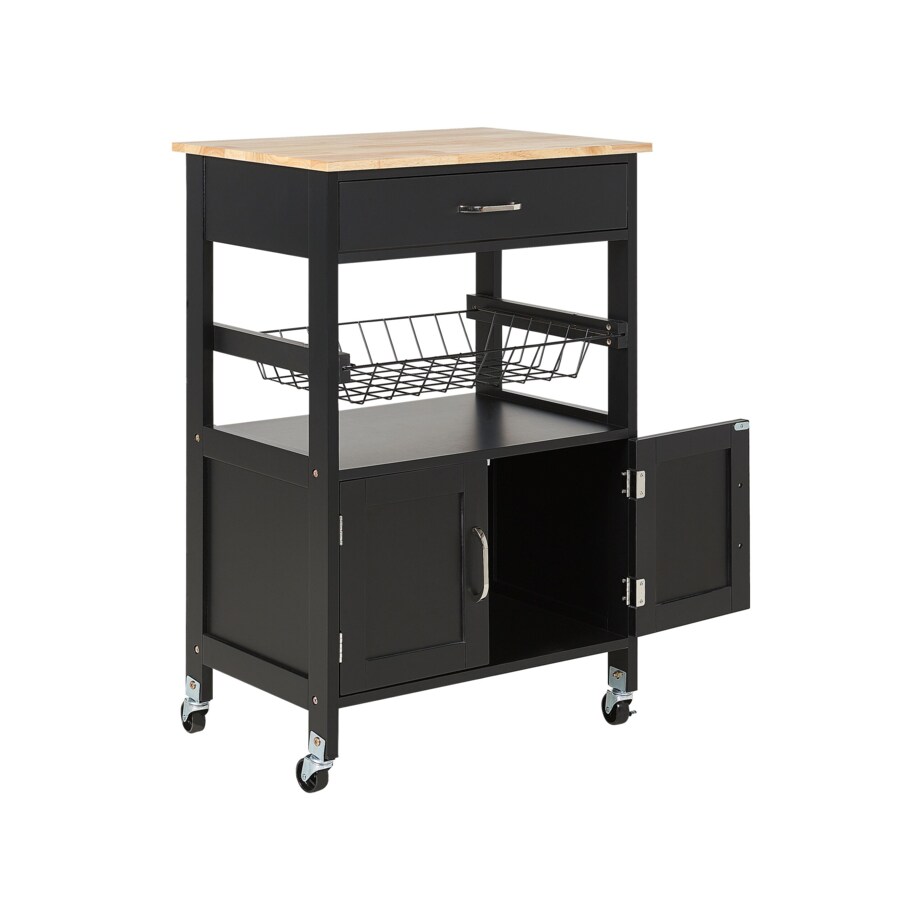 Wózek kuchenny 1 szuflada jasne drewno z czarnym LUGO