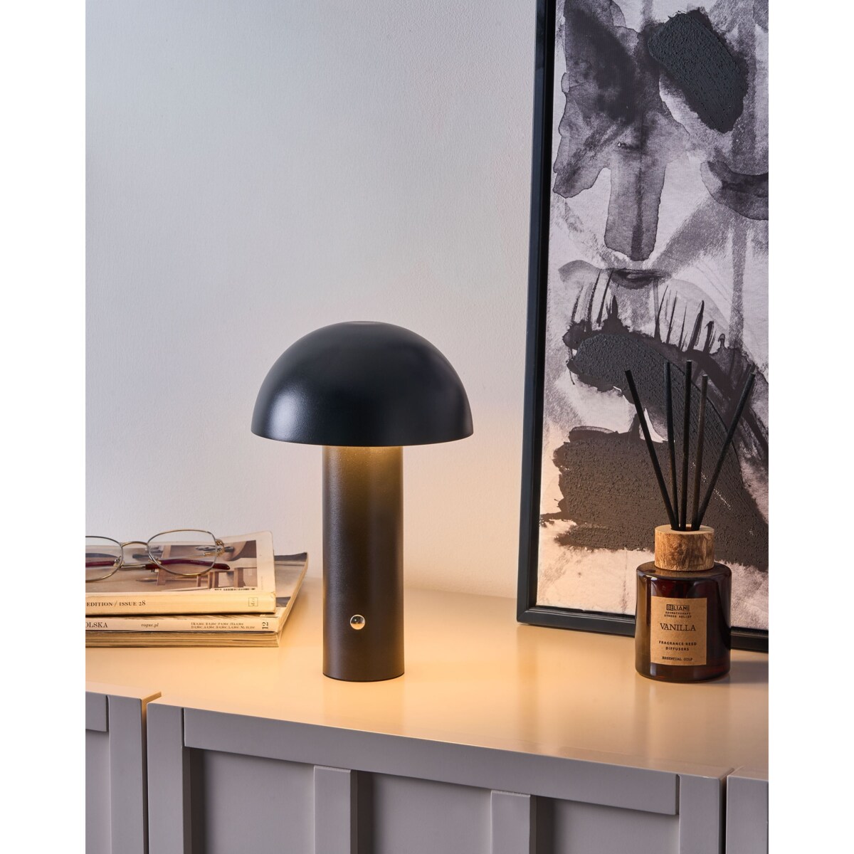 Bezprzewodowa lampa stołowa LED BOJO Ze ściemniaczem Metal Czarny