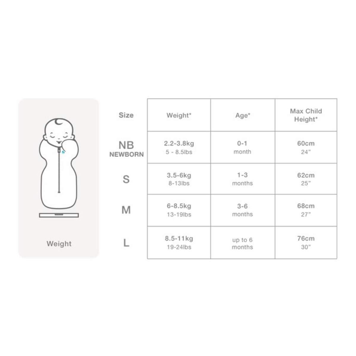 Otulacz Swaddle UP - rozmiar S - biały - ETAP 1 - 2,5 TOG