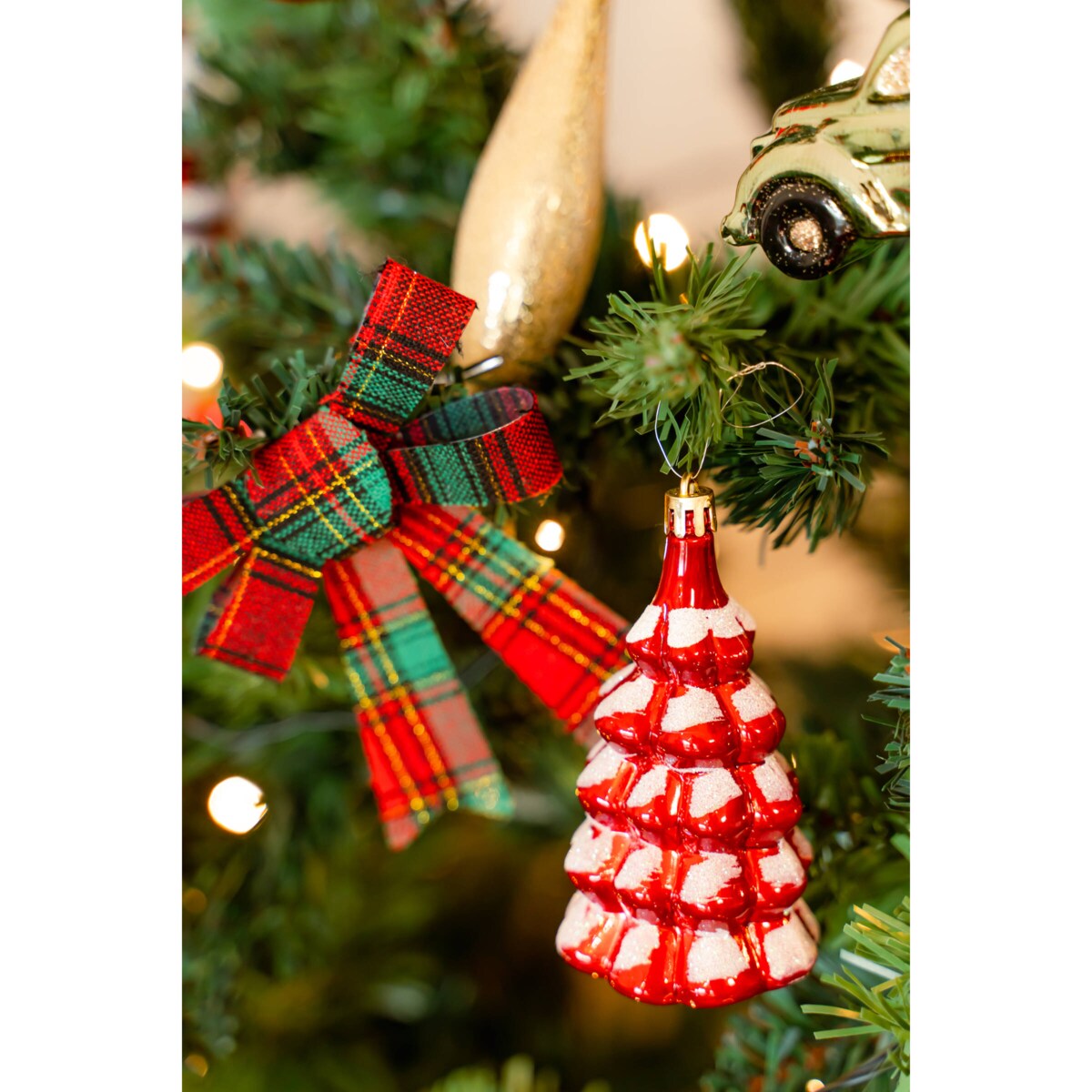 Kokardy ozdobne w szkocką kratę, 10 x 12 cm, 3 szt.