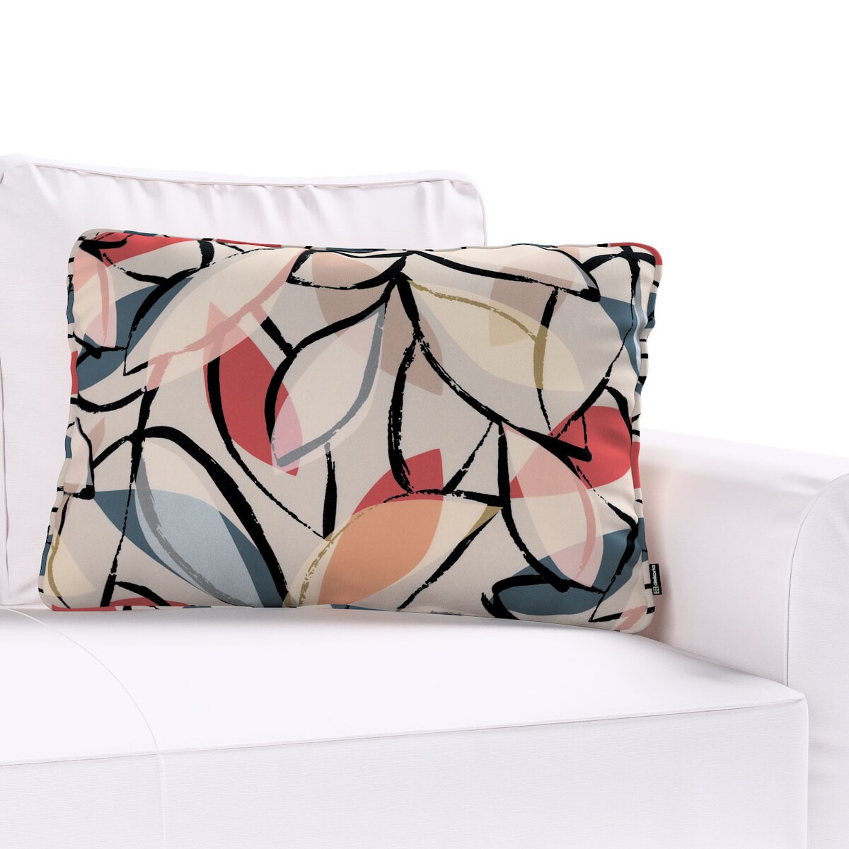 Poszewka Gabi na poduszkę prostokątna 60x40 różowo-szare motywy roślinne