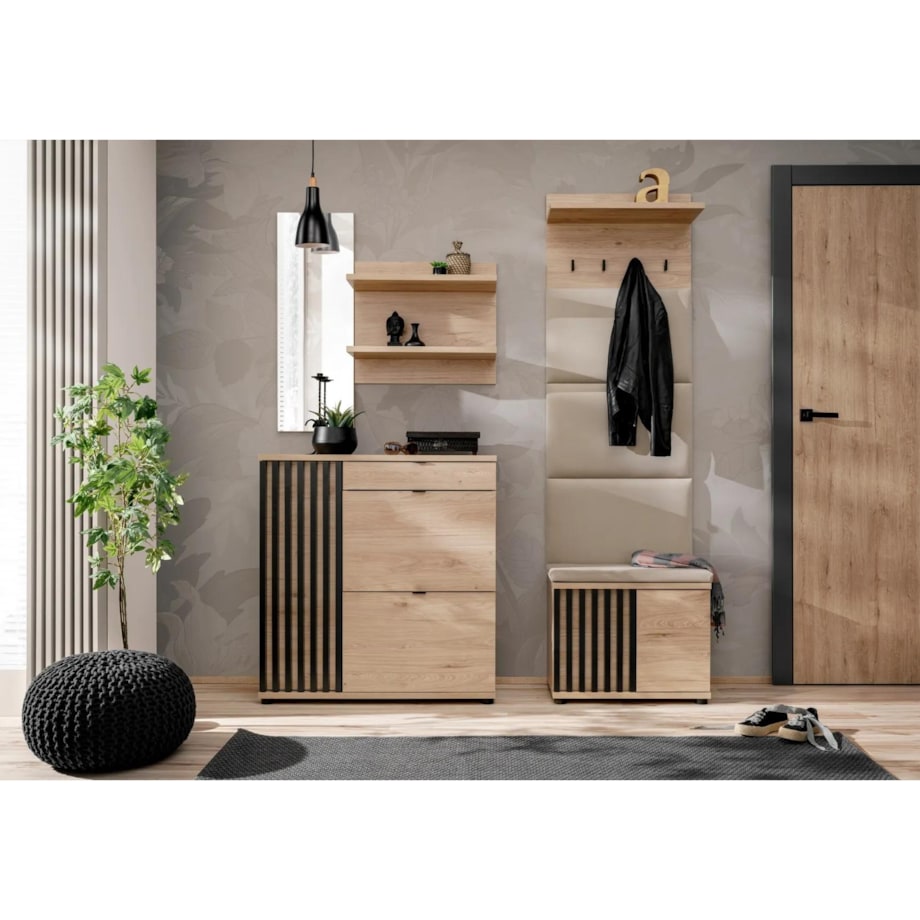 Garderoba do przedpokoju PEDRO V hickory jackson/czarna