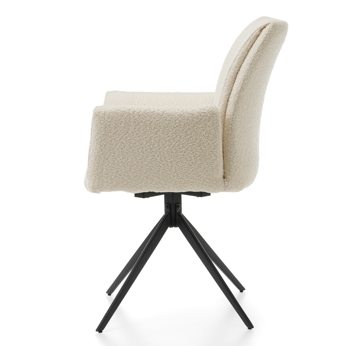 Krzesło tapicerowane szenilowe boucle ecru glamour do salonu PRATO jasnobeżowe