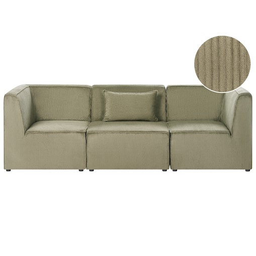 LEMVIG dla 3 osób Sofa modułowa Zielony Sztruks