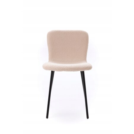ZESTAW 4 SZTUK Krzesła VALTI Beżowo-Czarne Tapicerowane Nowoczesne TEDDY